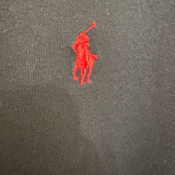 Polo Ralph Lauren Men’s Black V Neck Long Sleeve Shirt Size L 20*26 Red Pony - Picture 2 of 9